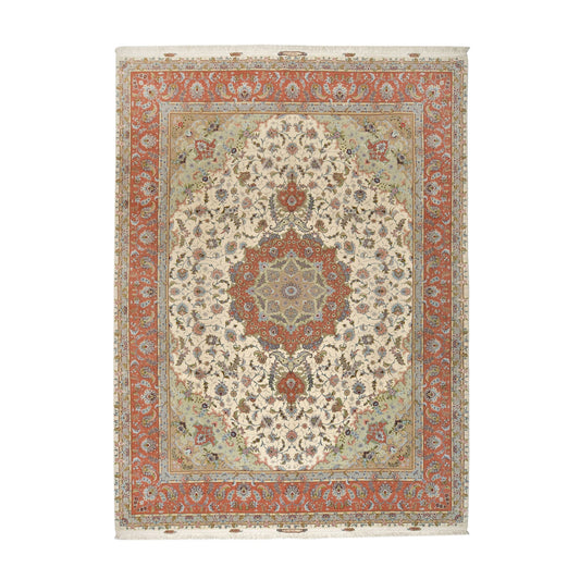 Tappeto Tabriz 50 Raj Trama in seta 403 x 300  cm